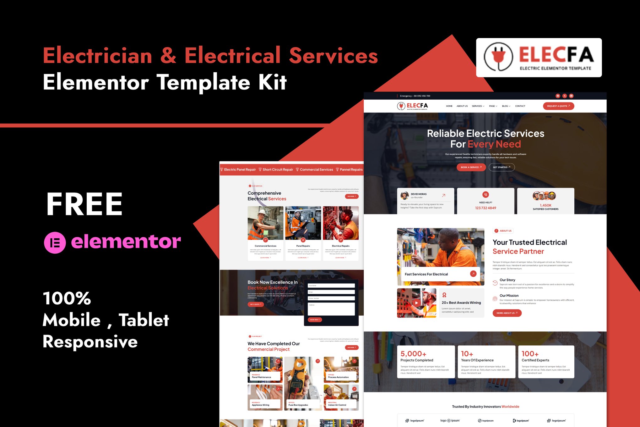 Elecfa - Electrician & Electrical Services Elementor Template Kit template kit cover image