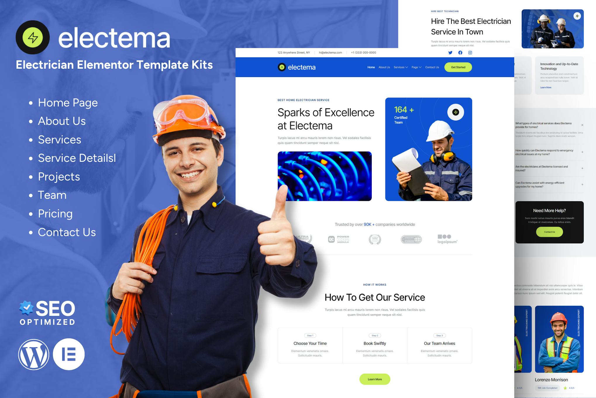 Electema - Electrician Service Elementor Template Kit template kit cover image