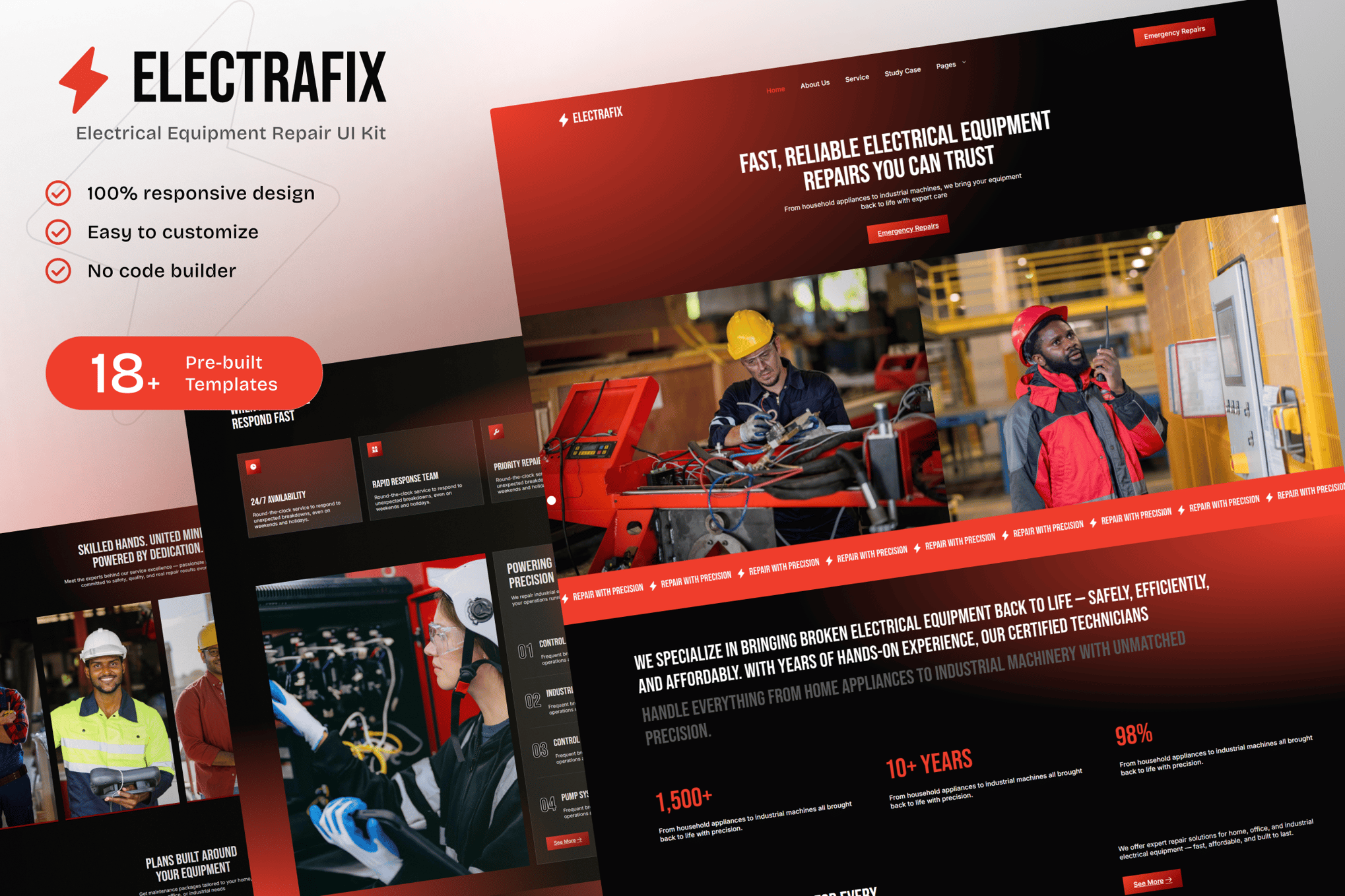 ElectraFix - Electrical Equipment Repair Elementor Template Kit template kit cover image