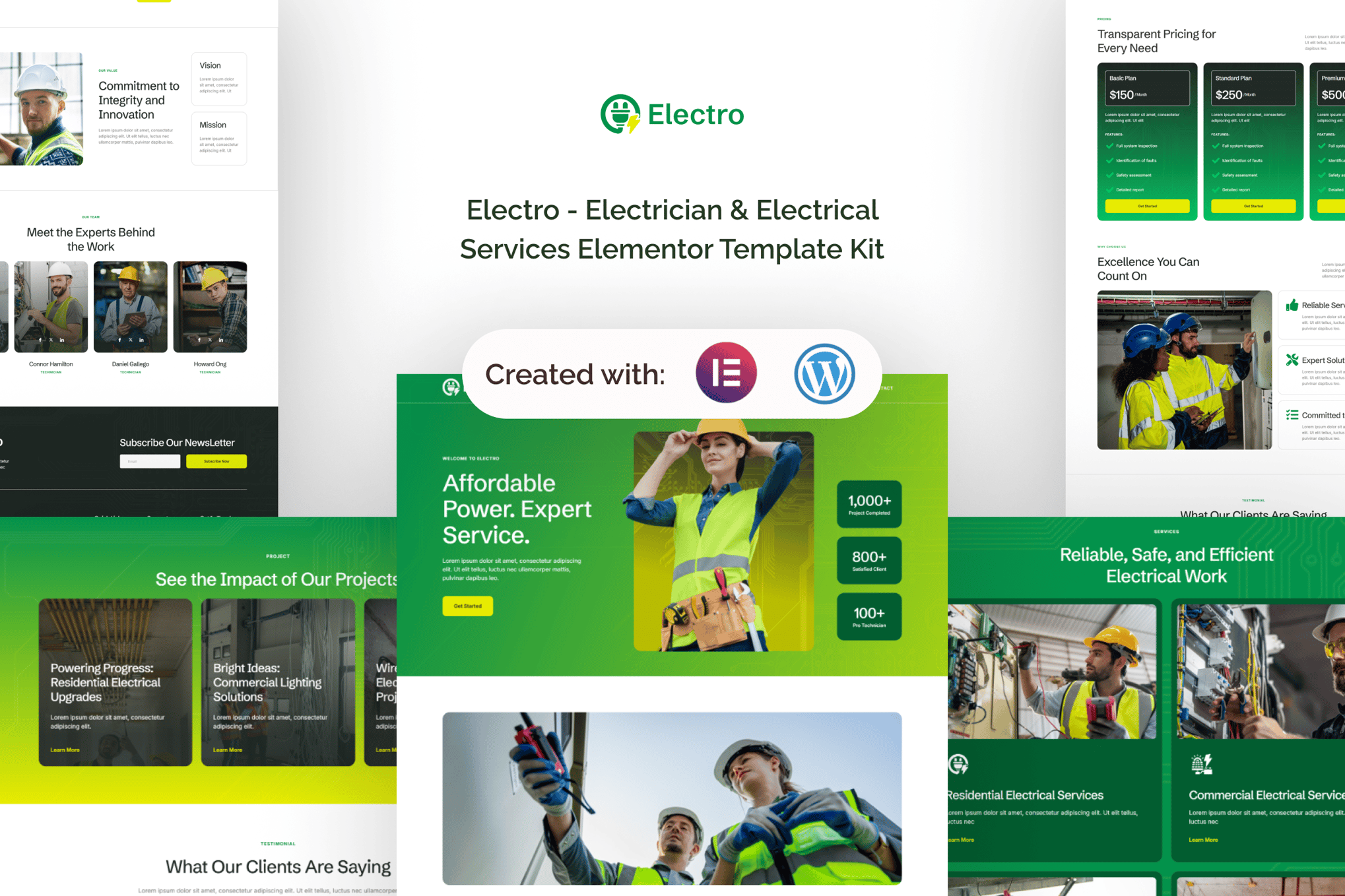 Electro - Electrician & Electrical Services Elementor Template Kit template kit cover image