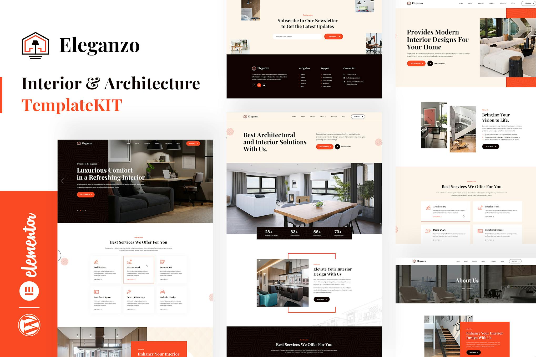 Eleganzo - Interior & Architecture Elementor Template Kit template kit cover image