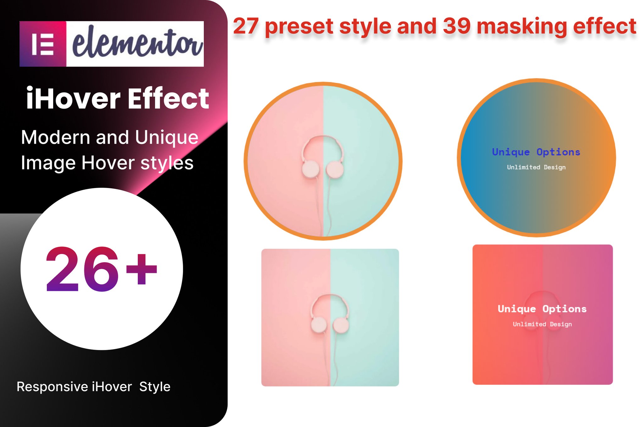 Elementor iHover effect addon plugin cover image