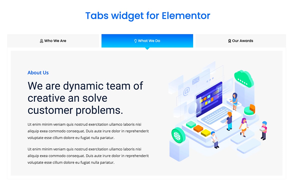 Elementor Tabs addon, widget plugin cover image