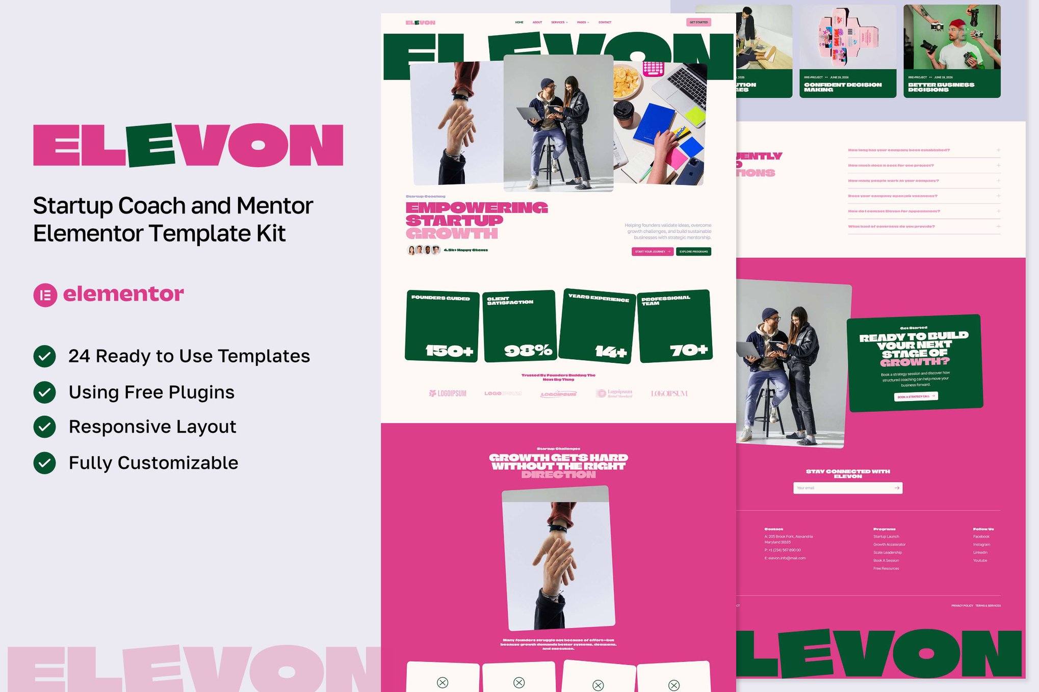 Elevon - Startup Coach & Mentor Elementor Template Kit template kit cover image