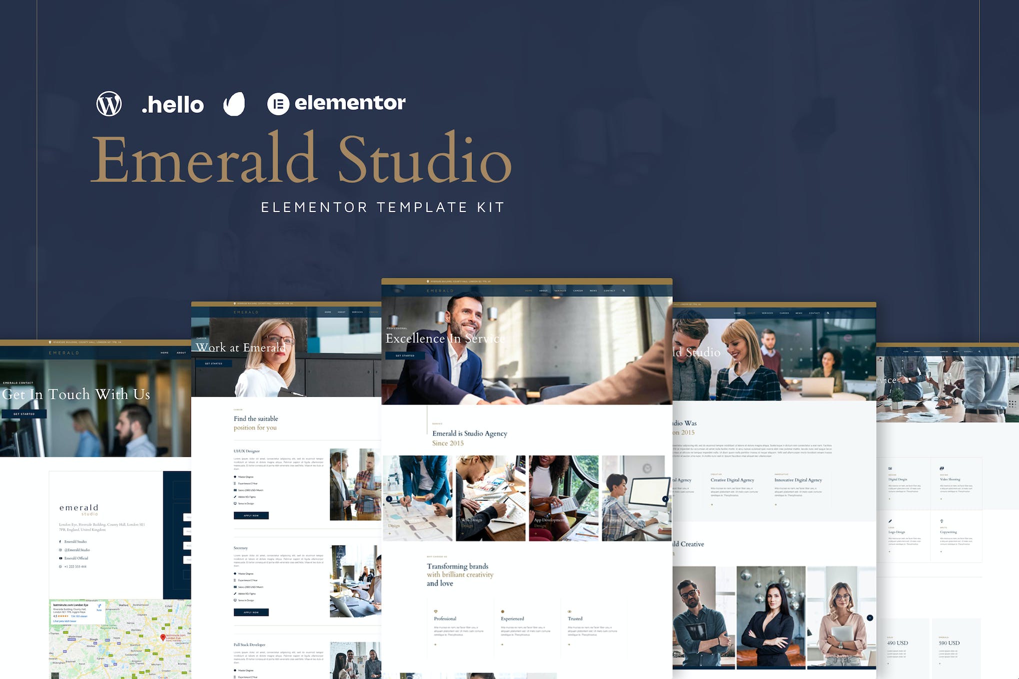 Emerald Studio - Digital Agency Elementor Template Kit template kit cover image