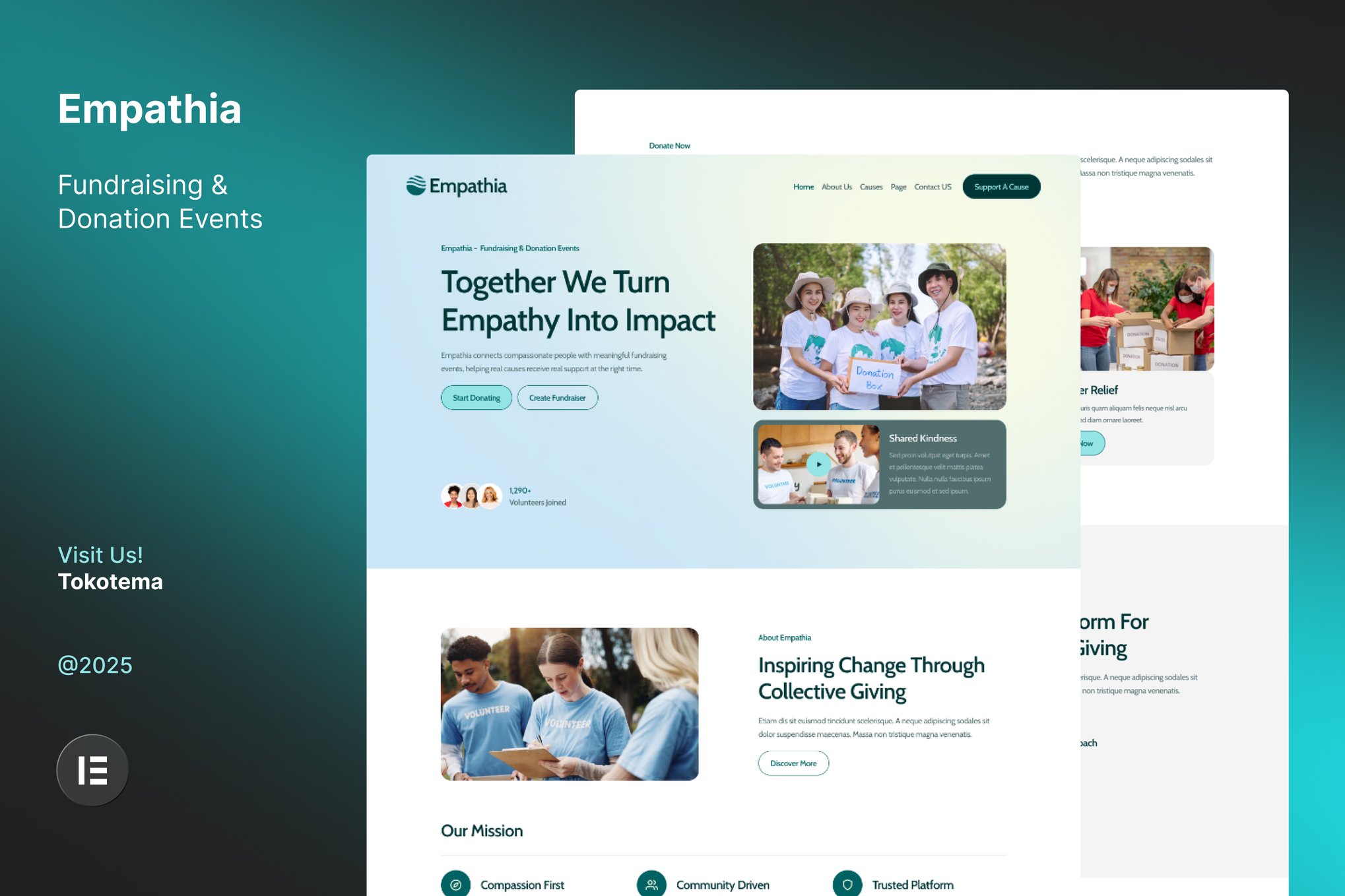 Empathia - Fundraising & Donation Events Website Elementor Template Kit template kit cover image