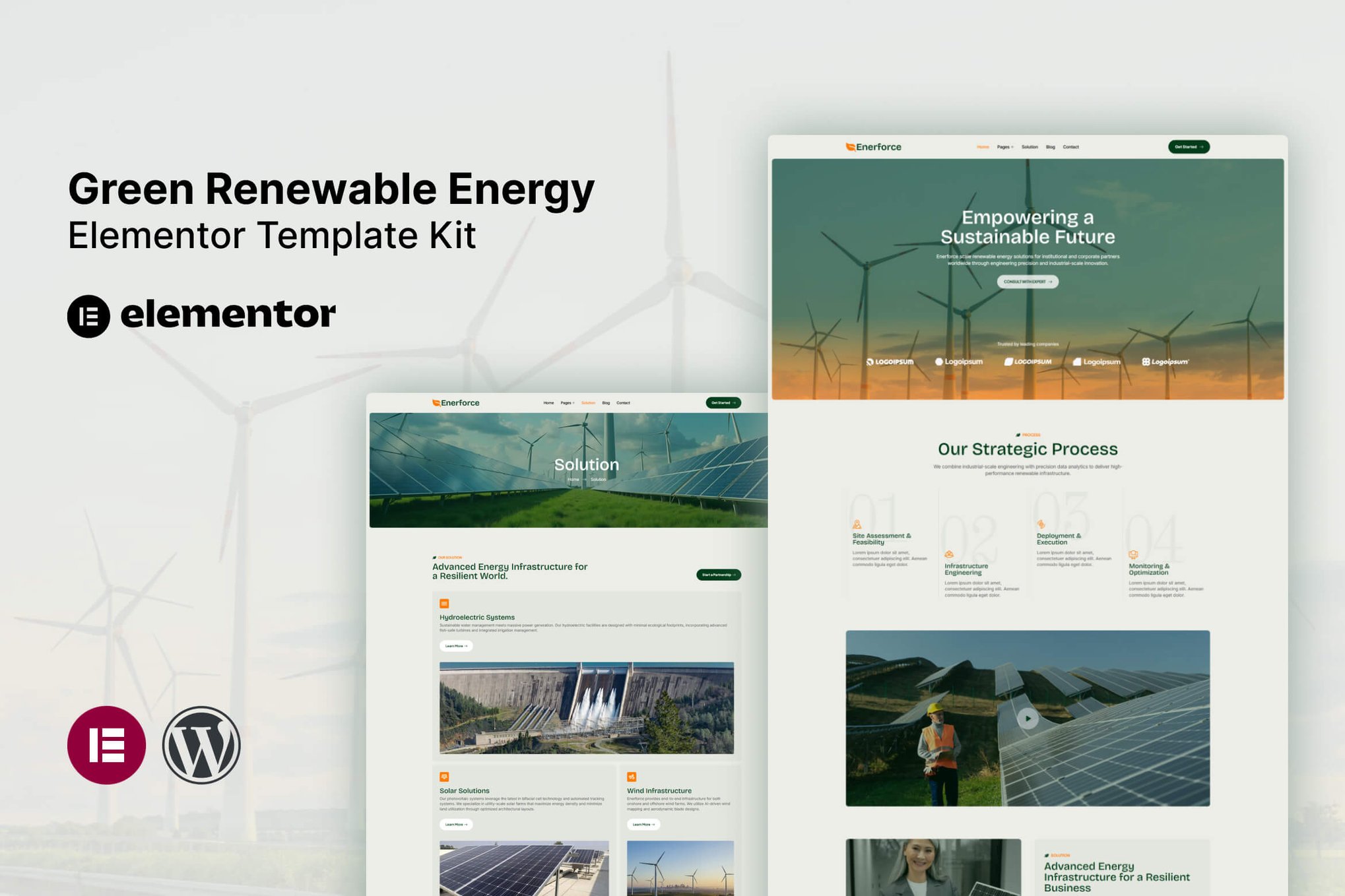 Enerforce - Green Renewable Energy Elementor Template Kit template kit cover image