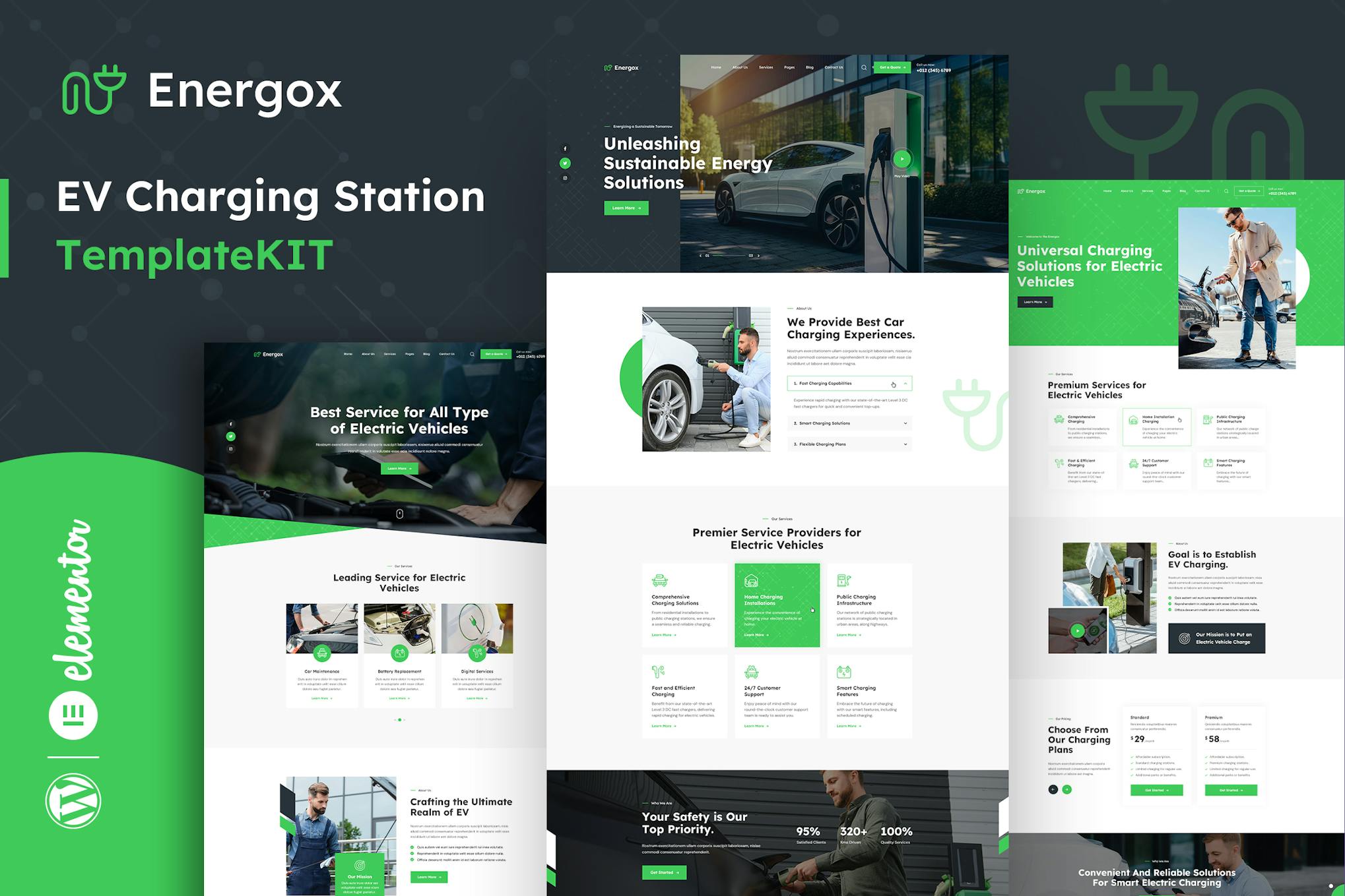 Energox - EV Charging Station Elementor Template Kit template kit cover image