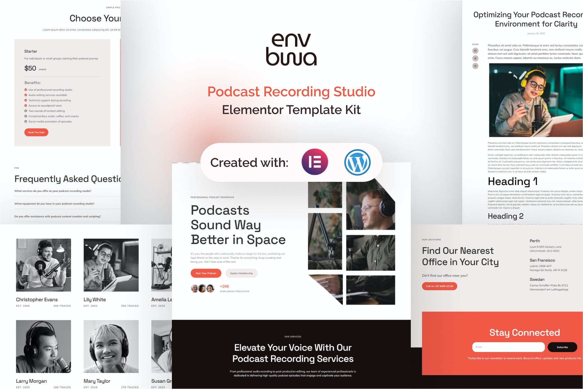 Envbwa - Podcast Recording Studio Elementor Pro Template Kit template kit cover image