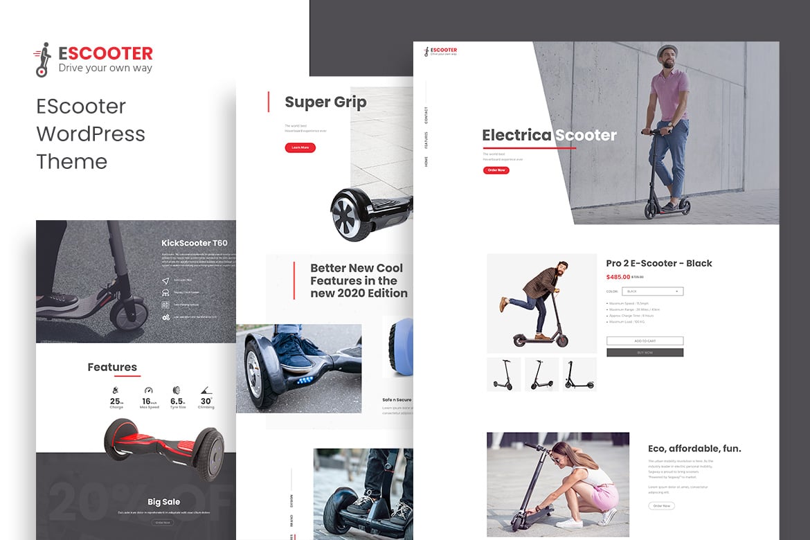 Escoot – One Page, Single Product Woocommerce Theme theme cover image