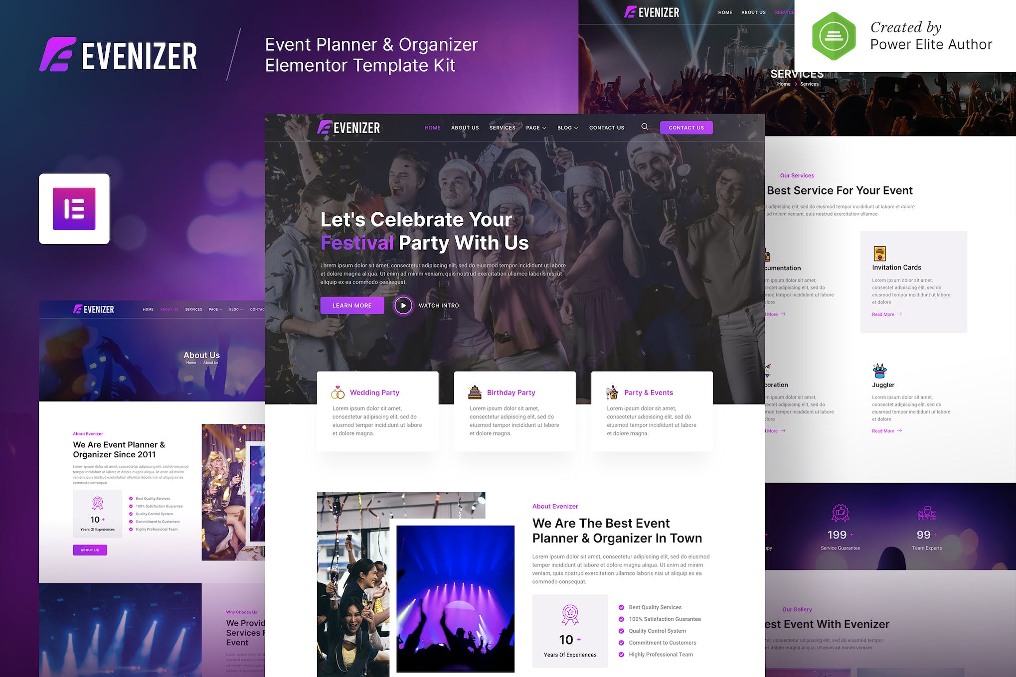 Evenizer – Event Planner & Organizer Elementor Template Kit template kit cover image