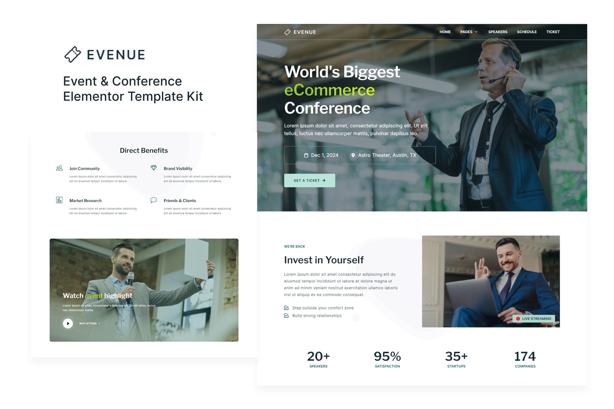Evenue - Event & Conference Elementor Template Kit template kit cover image