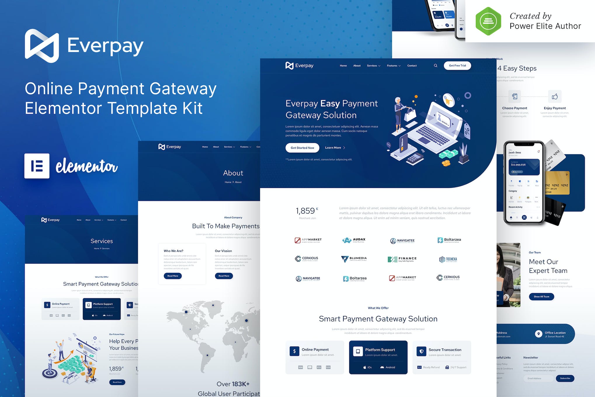 Everpay – Online Payment Gateway & Fintech Elementor Template Kit template kit cover image