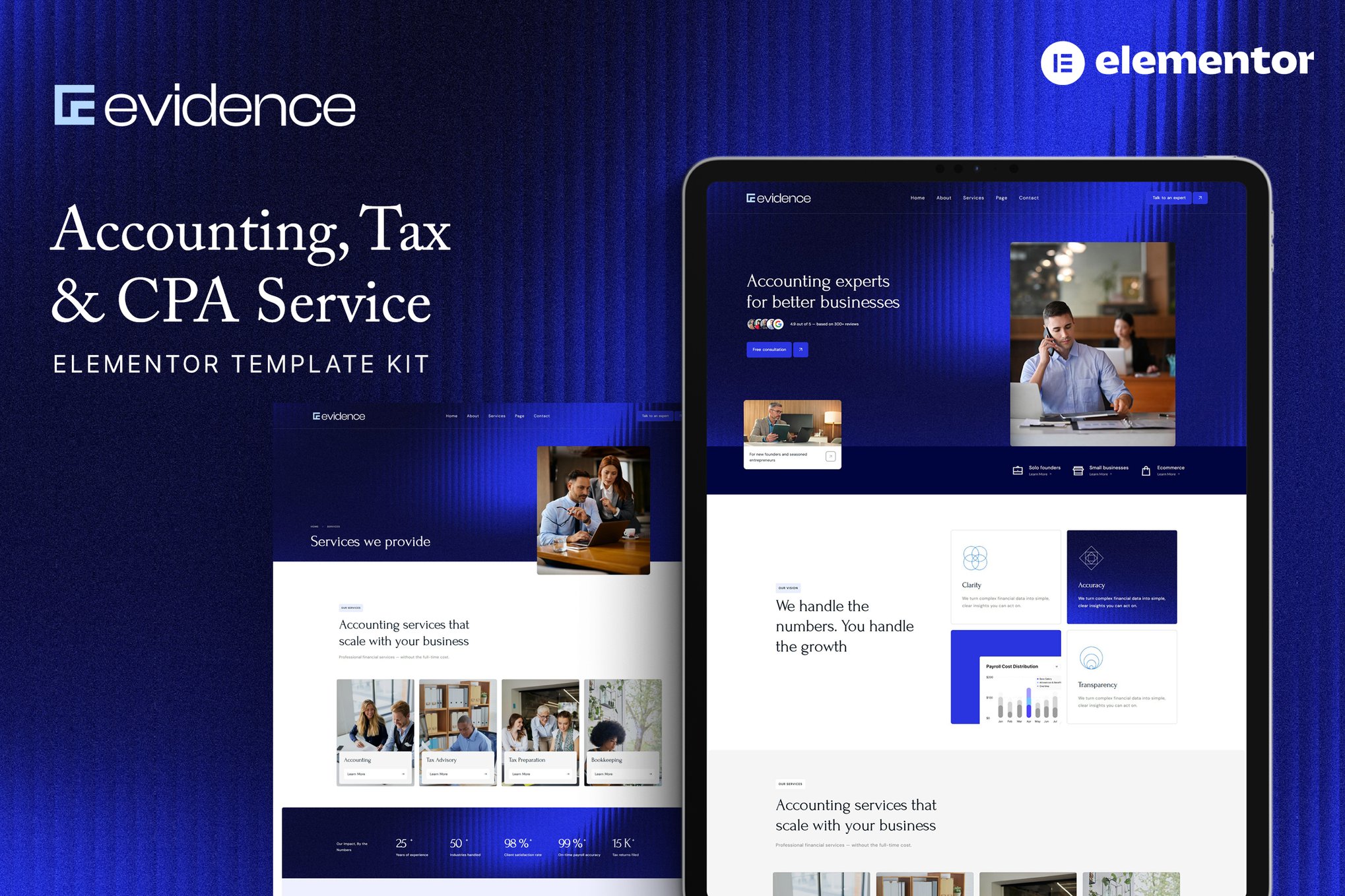 Evidence - Accounting, Tax & CPA Service Elementor Template Kit template kit cover image