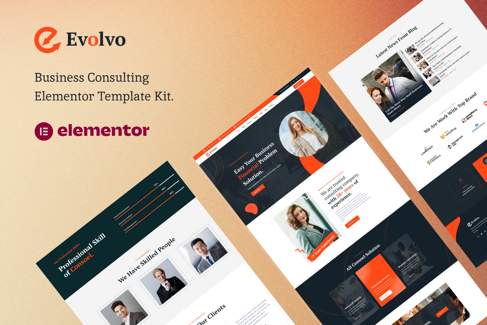 Evolvo - Business Consulting Elementor Template Kit template kit cover image