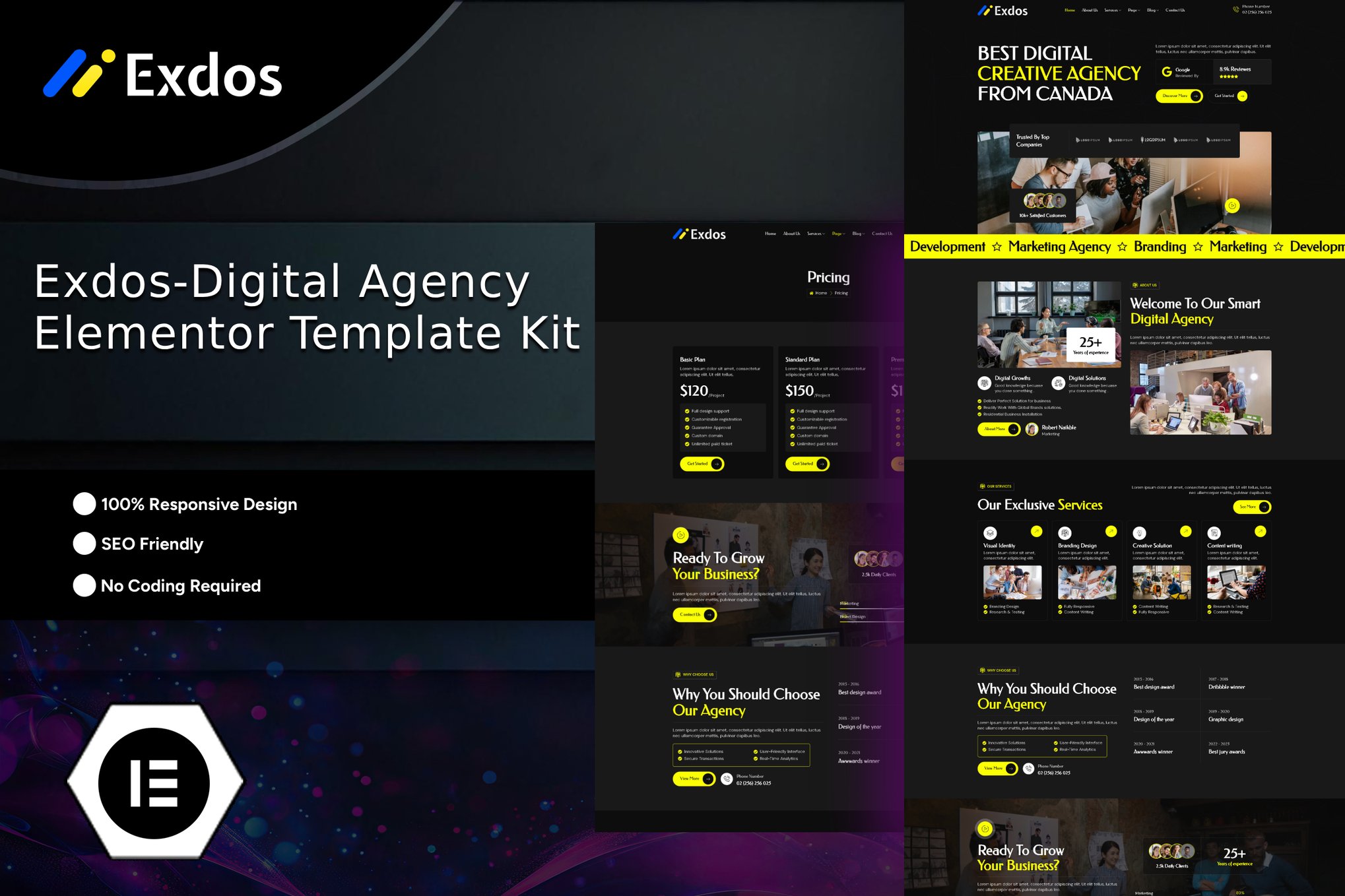 Exdos - Digital Agency Elementor Template Kit template kit cover image