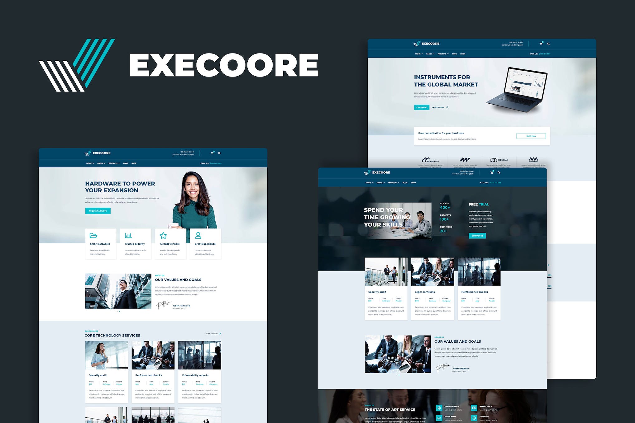 Execoore - Tech & Fintech Crypto Elementor Template Kit template kit cover image