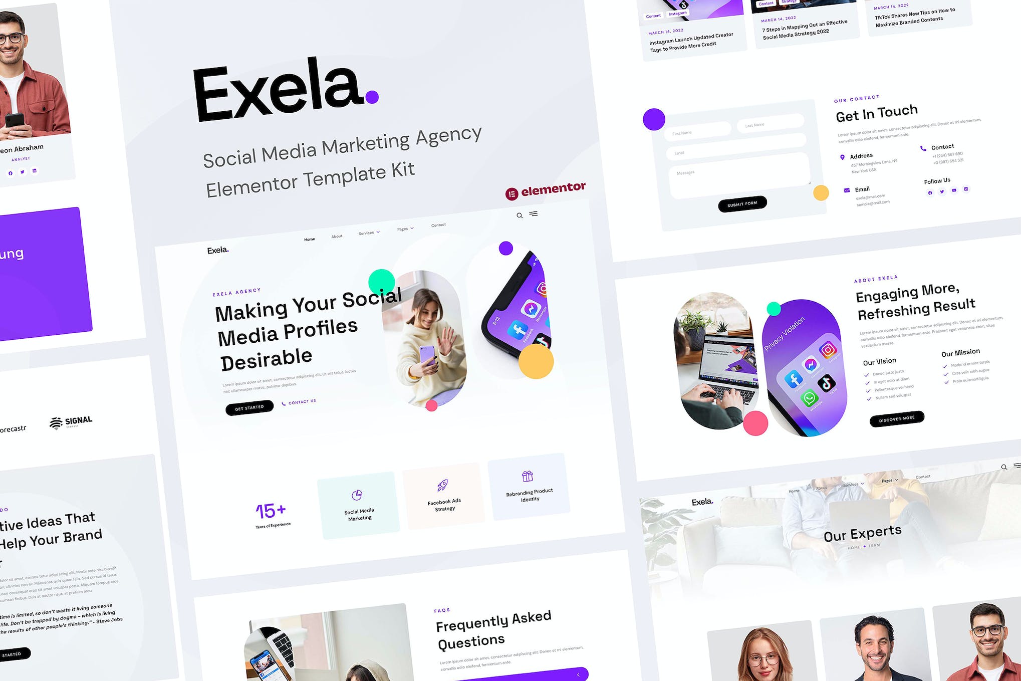 Exela - Social Media Marketing Agency Elementor Template Kit template kit cover image