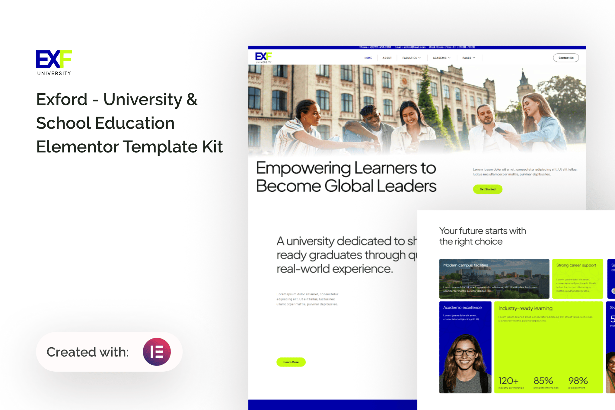 Exford - University & School Education Elementor Template Kit template kit cover image