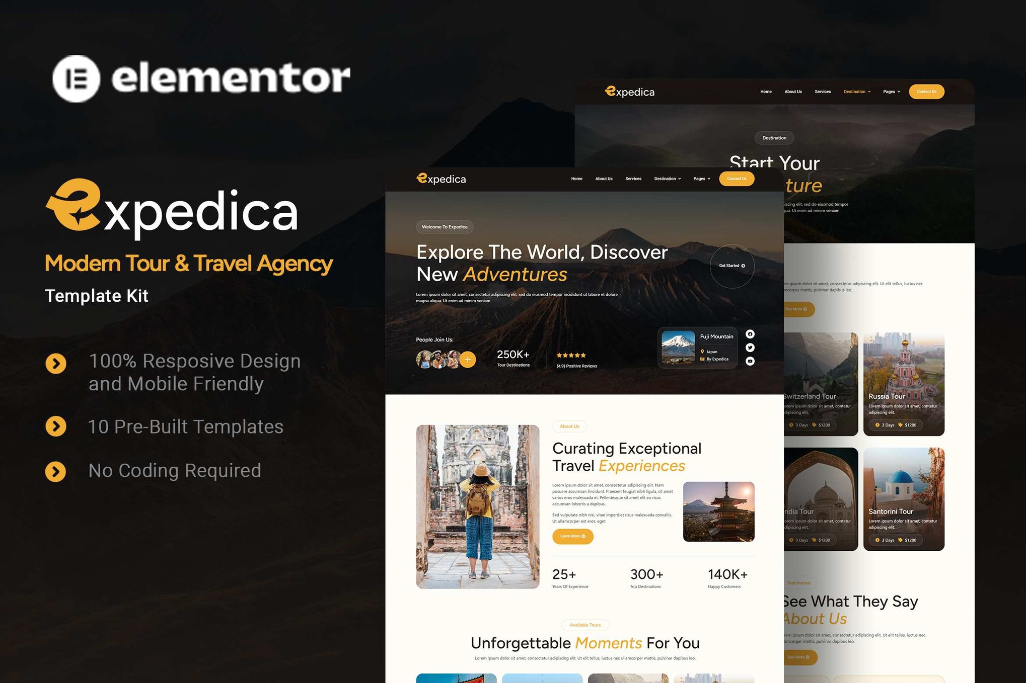 Expedica - Modern Tour & Travel Agency Elementor Template Kit template kit cover image