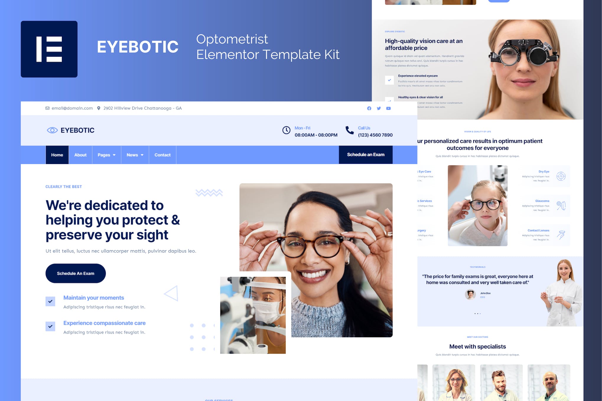 EyeBotic - Optometrist Elementor Template Kit template kit cover image