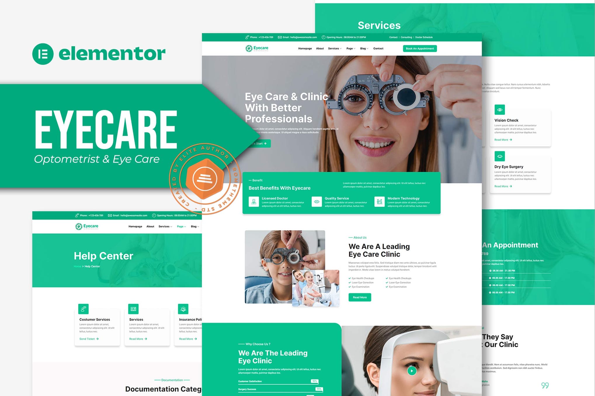 Eyecare - Optometrist & Eye Care Elementor Template Kit template kit cover image