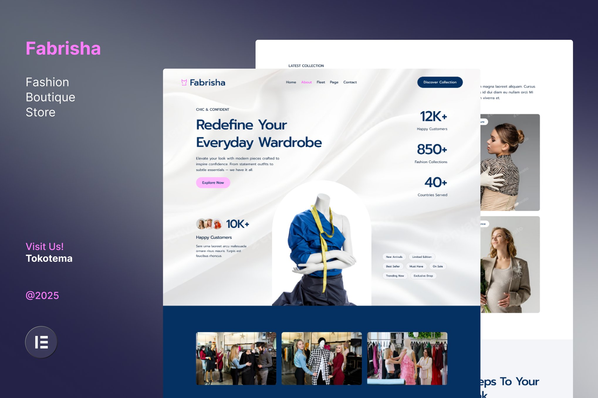 Fabrisha - Fashion Boutique Store Website Elementor Template Kit template kit cover image