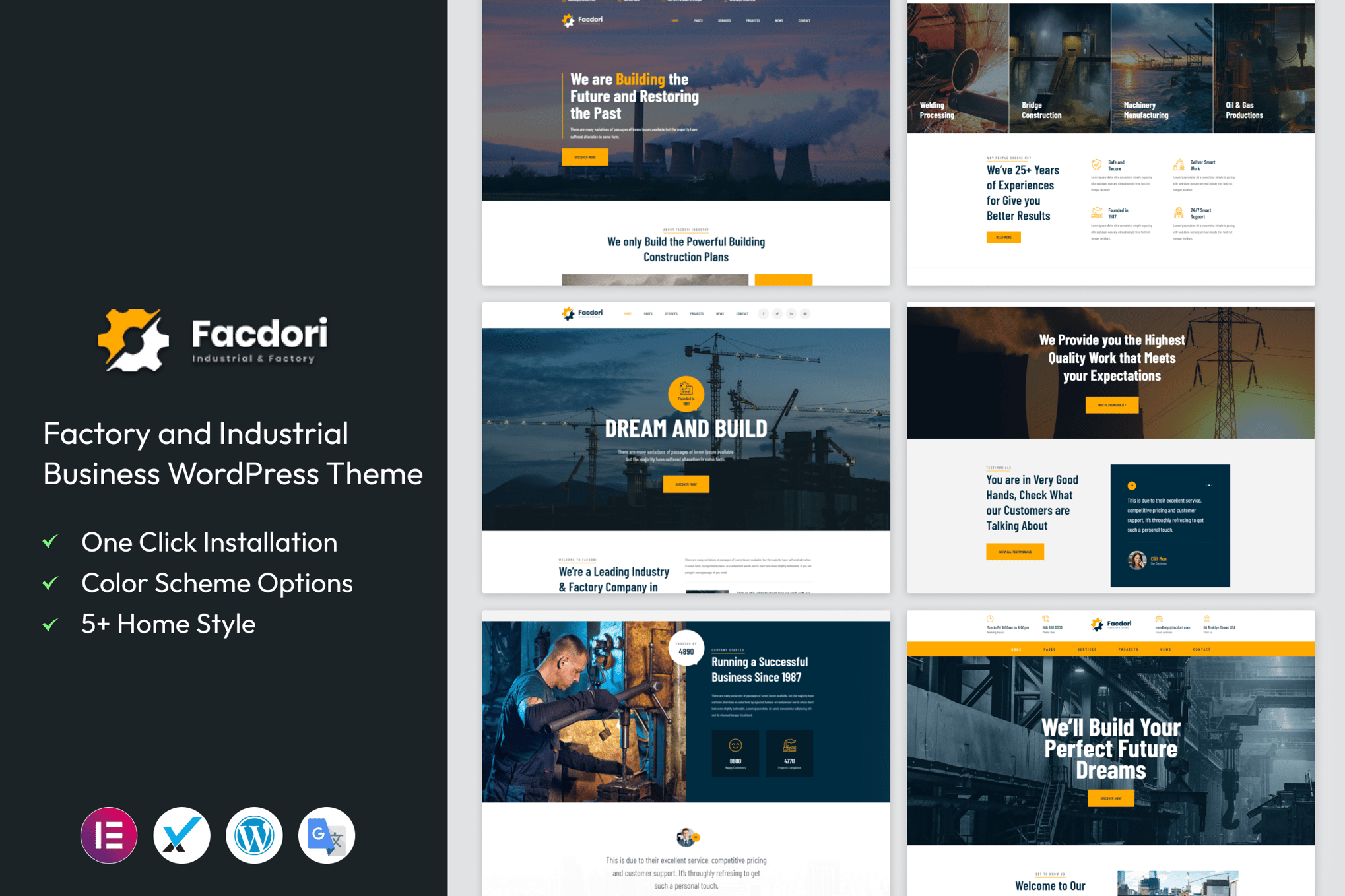 Facdori - Factory & Industrial WordPress Theme theme cover image