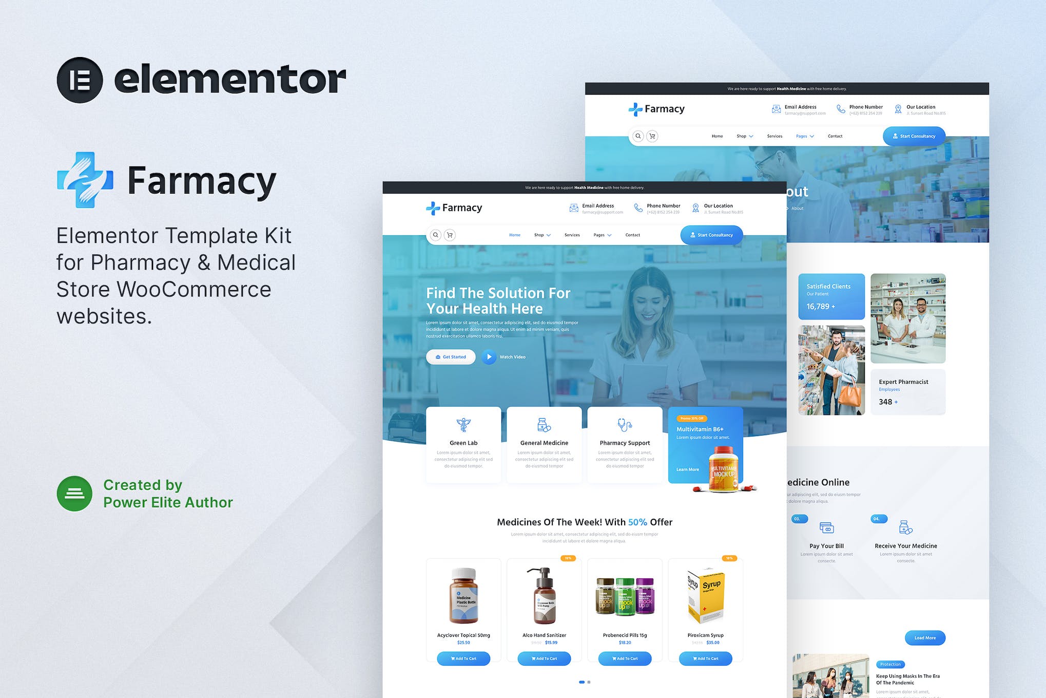 Farmacy – Pharmacy & Medical Store Elementor Template Kit template kit cover image