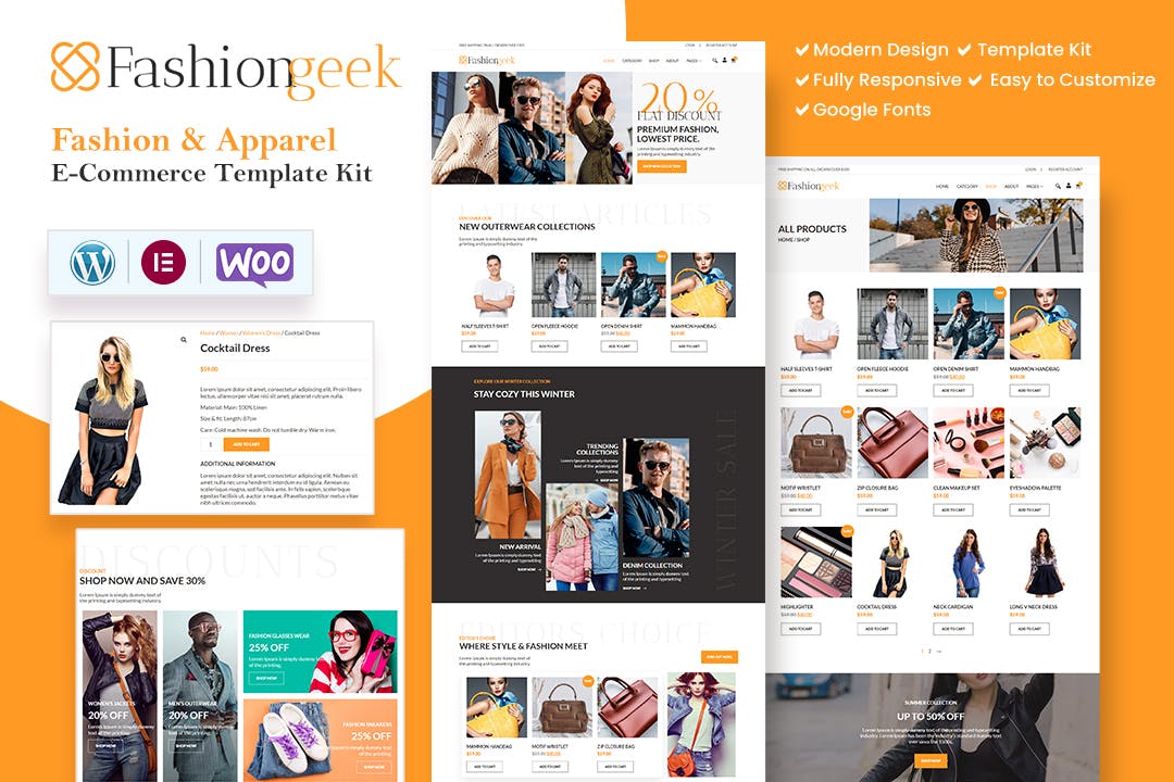 Fashion Geek - WooCommerce Fashion Elementor Template Kit template kit cover image
