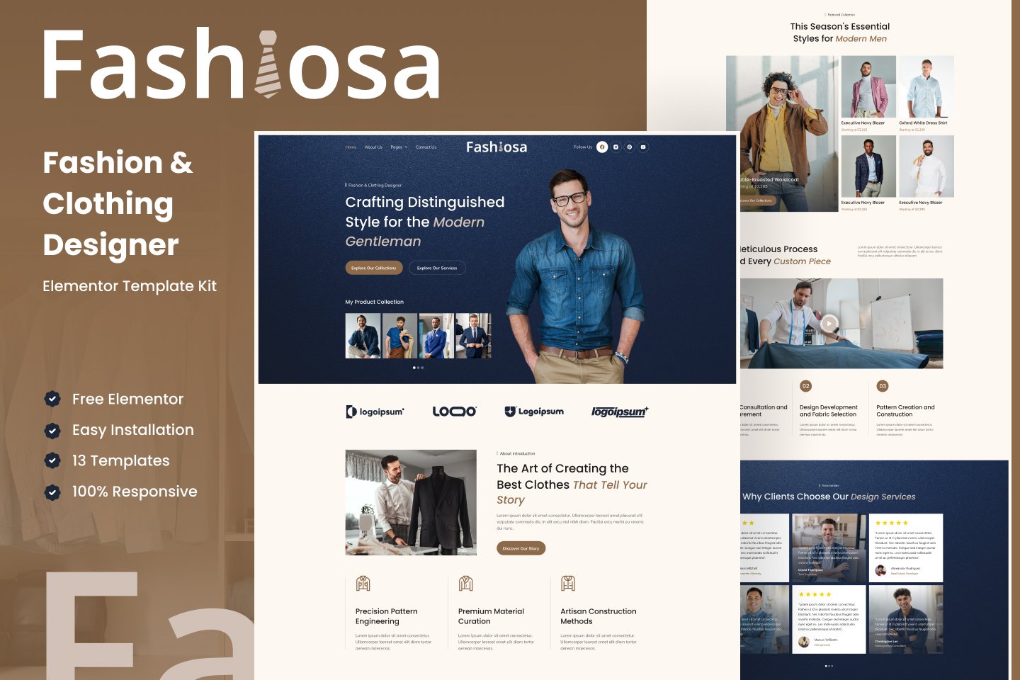 Fashiosa - Fashion & Clothing Designer Elementor Template Kit template kit cover image