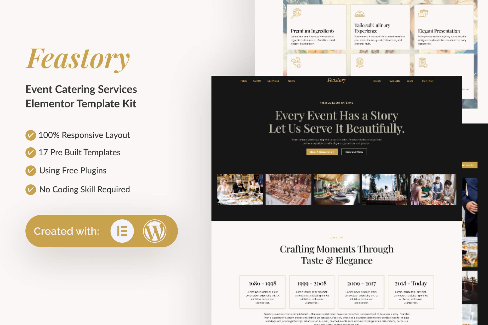 Feastory - Event Catering Service Elementor Template Kit template kit cover image