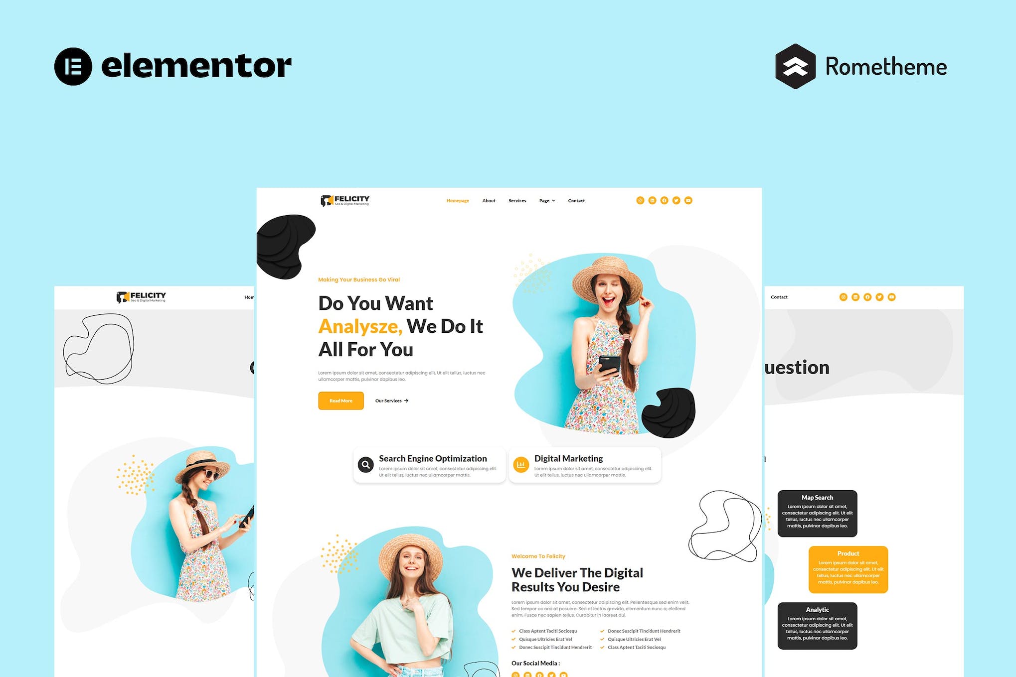 Felicity - SEO & Digital Marketing Elementor Pro Full Site Template Kit template kit cover image
