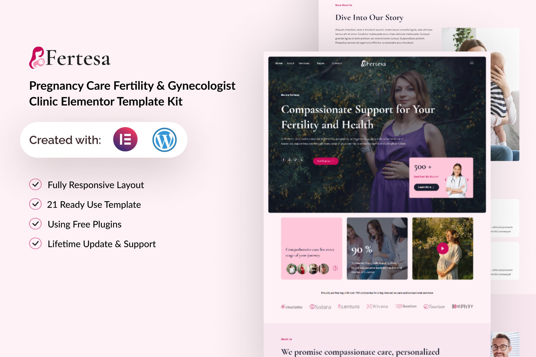 Fertesa - Pregnancy Care Fertility & Gynecologist Elementor Template Kit template kit cover image
