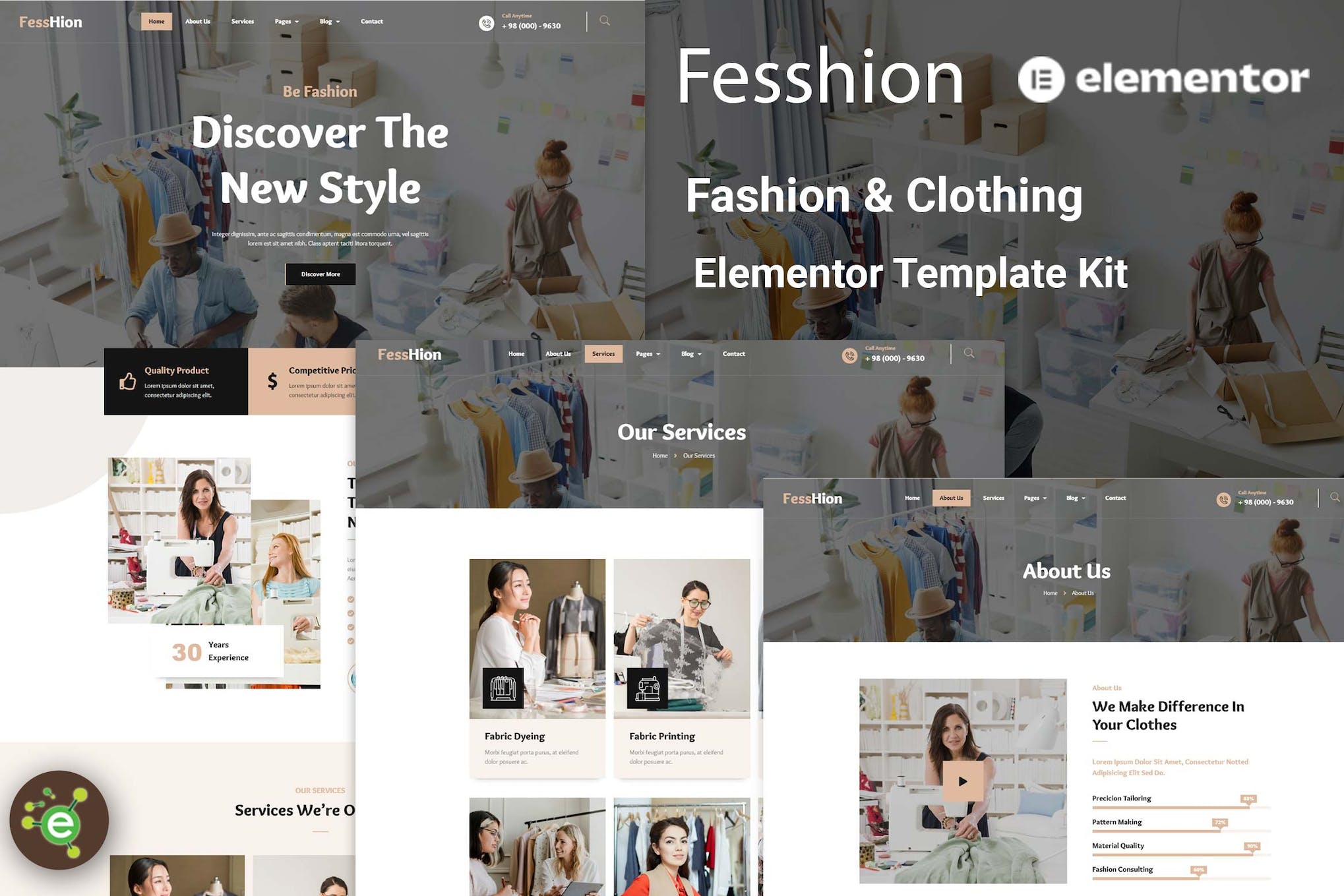 Fesshion - Fashion & Clothing Elementor Template Kit template kit cover image