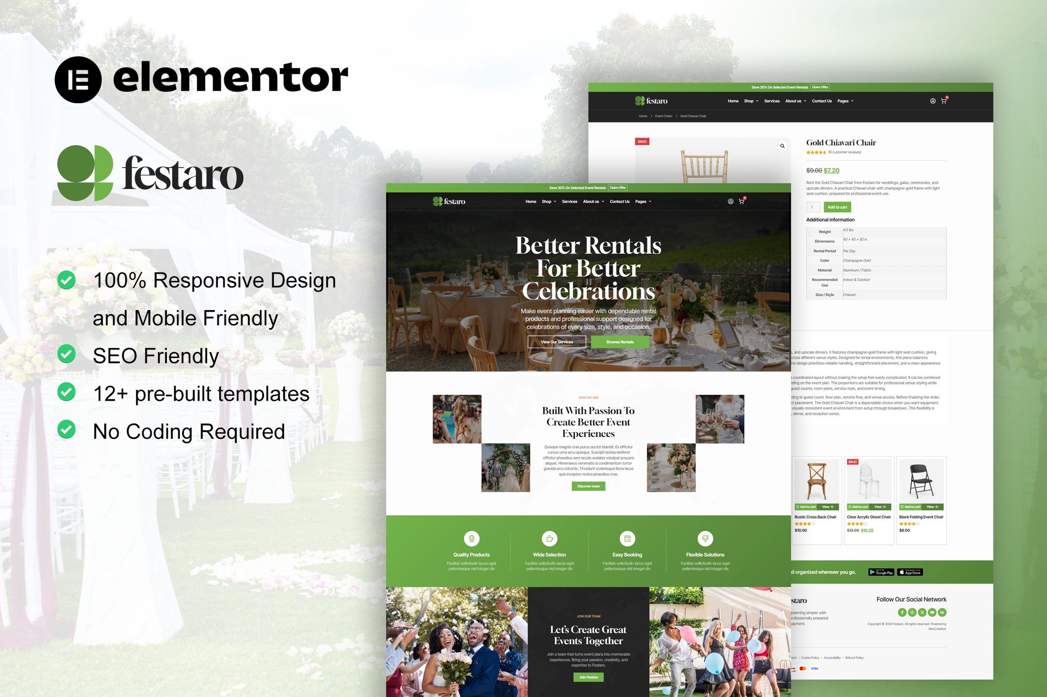 Festaro - Party & Event Equipment Rental Elementor Pro Template Kit template kit cover image