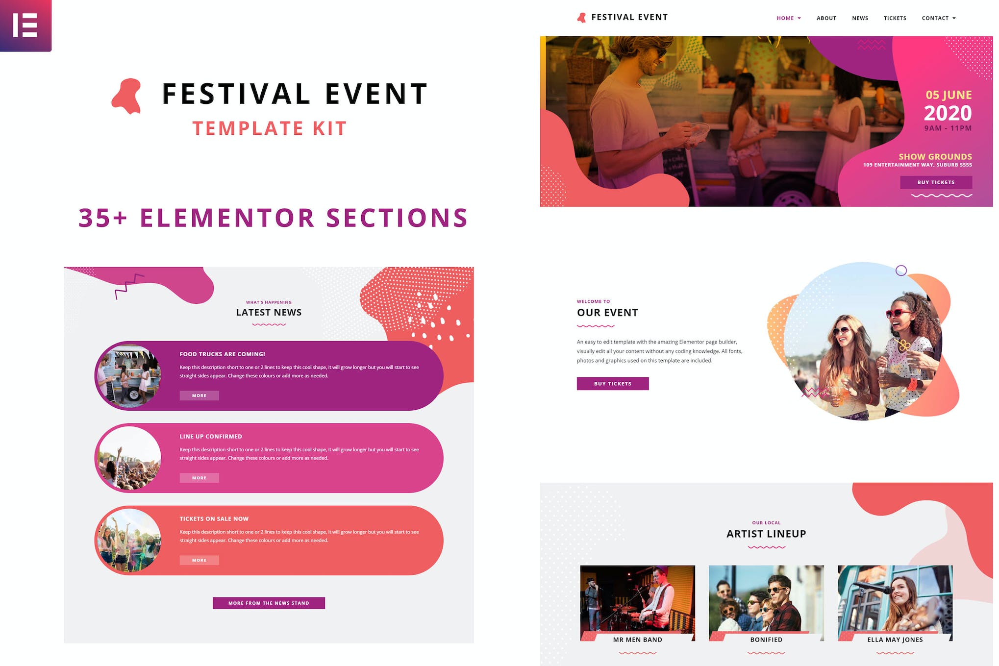 Festival Events - Elementor Template Kit template kit cover image