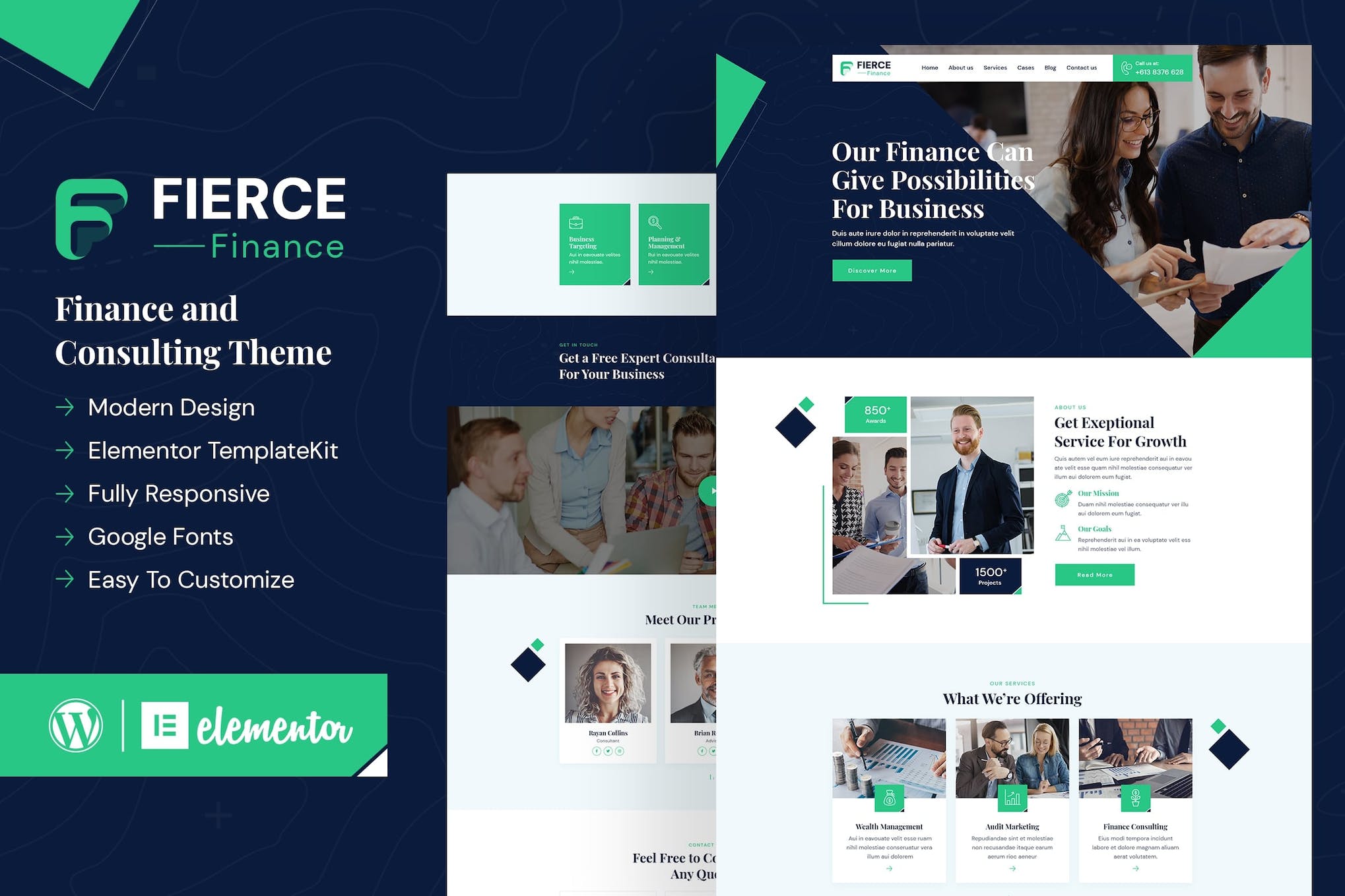 Fierce - Finance Elementor Template Kit template kit cover image