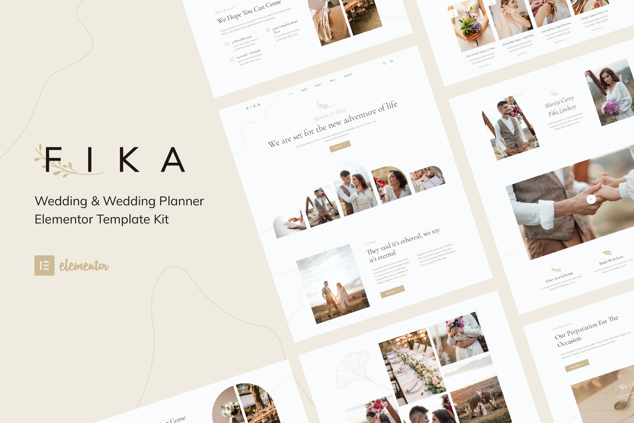 Fika - Wedding & Wedding Planner Elementor Template Kit template kit cover image