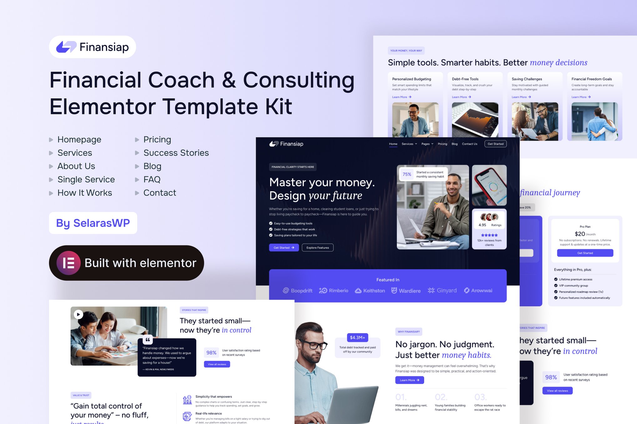 FinanSiap - Financial Coach & Consulting Elementor Pro Template Kit template kit cover image