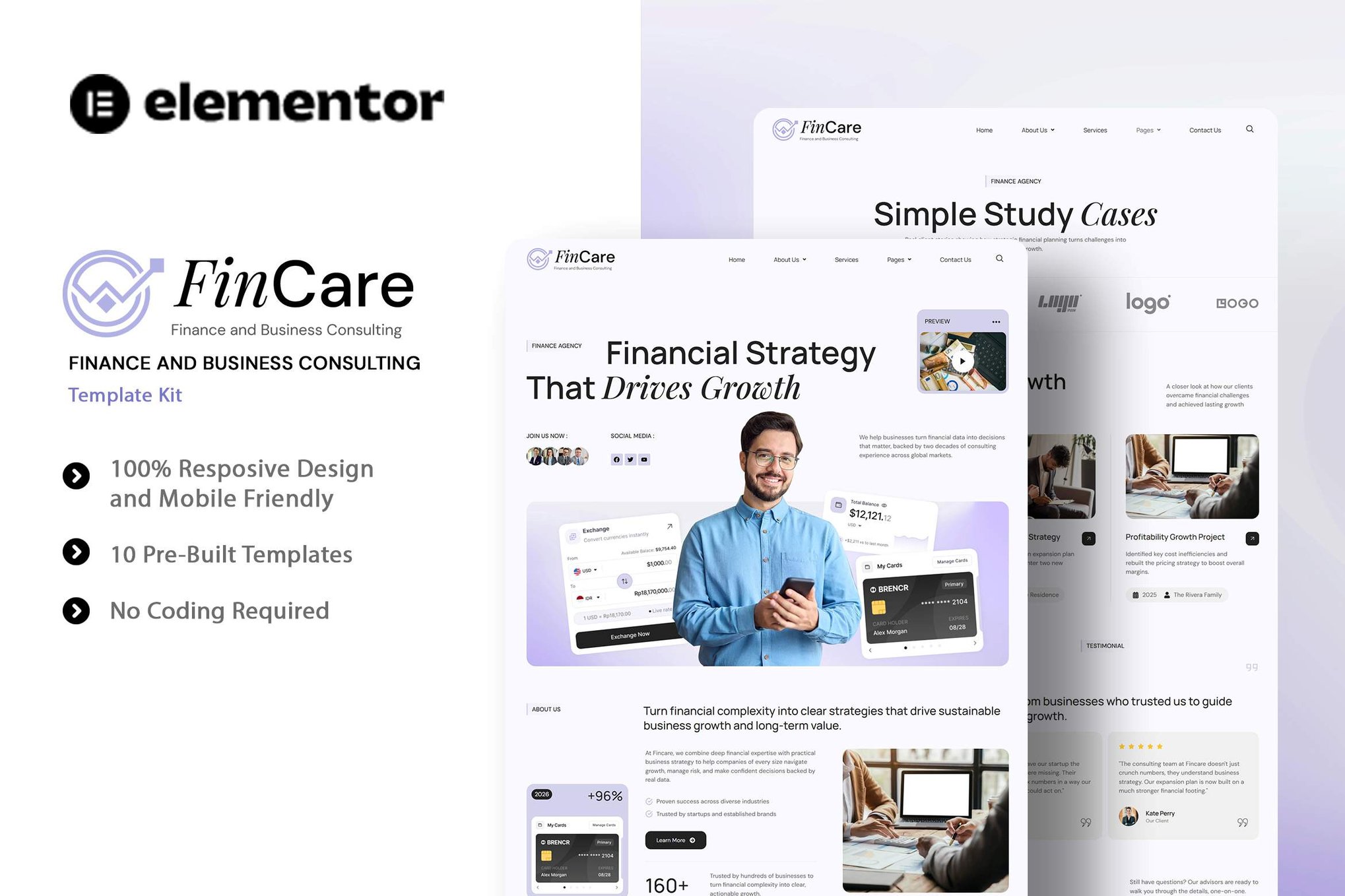 Fincare - Finance & Business Consulting Elementor Template Kit template kit cover image