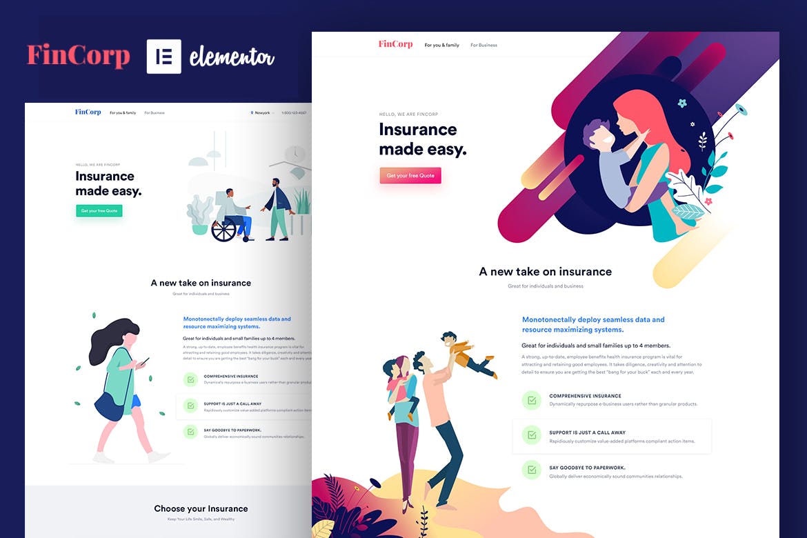FinCorp - Insurance & Marketing Elementor Template Kit template kit cover image