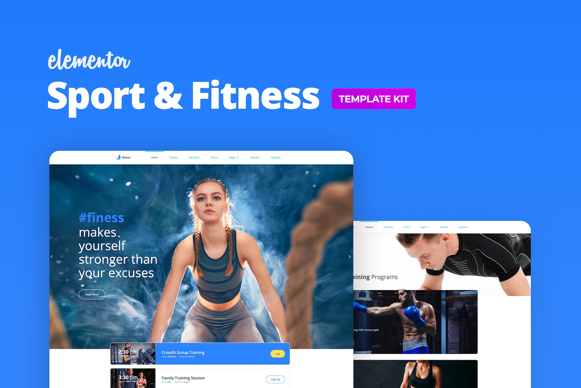 Finess – Fitness Elementor Template Kit template kit cover image