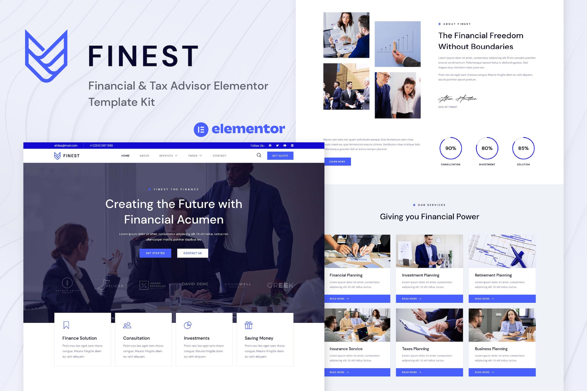 Finest - Financial & Tax Advisor Elementor Template Kit template kit cover image