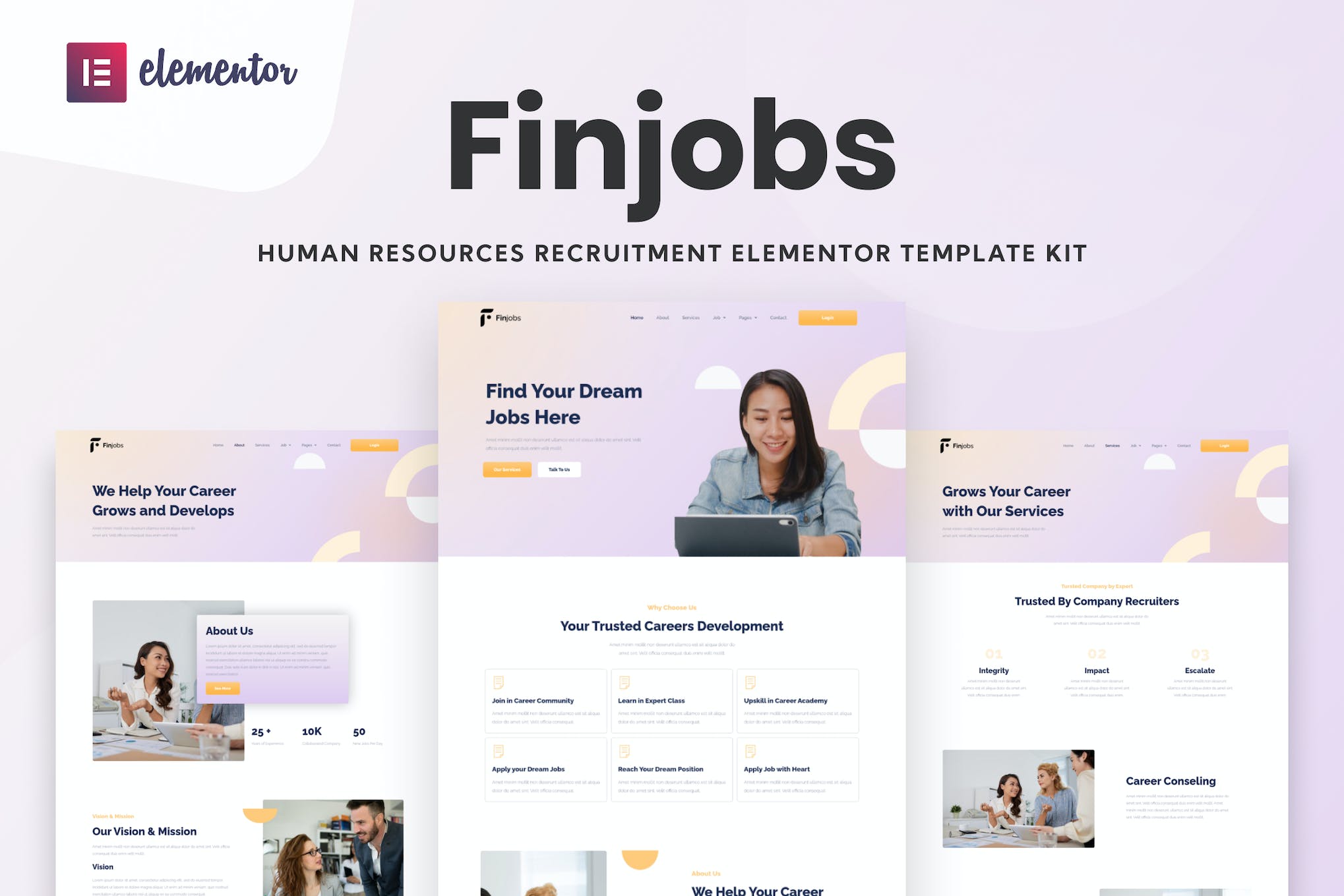 Finjobs - Human Resource Elementor Template Kit template kit cover image