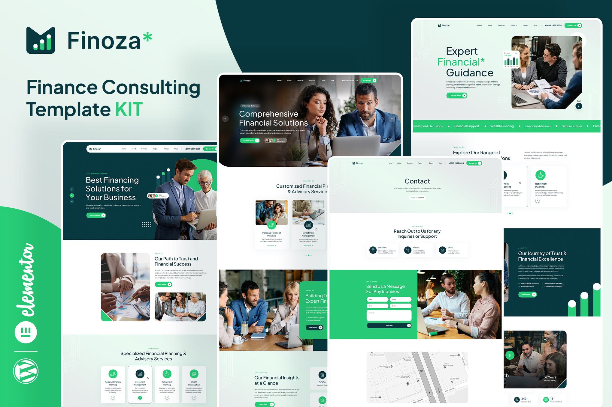 Finoza - Finance Consulting Elementor Template Kit template kit cover image