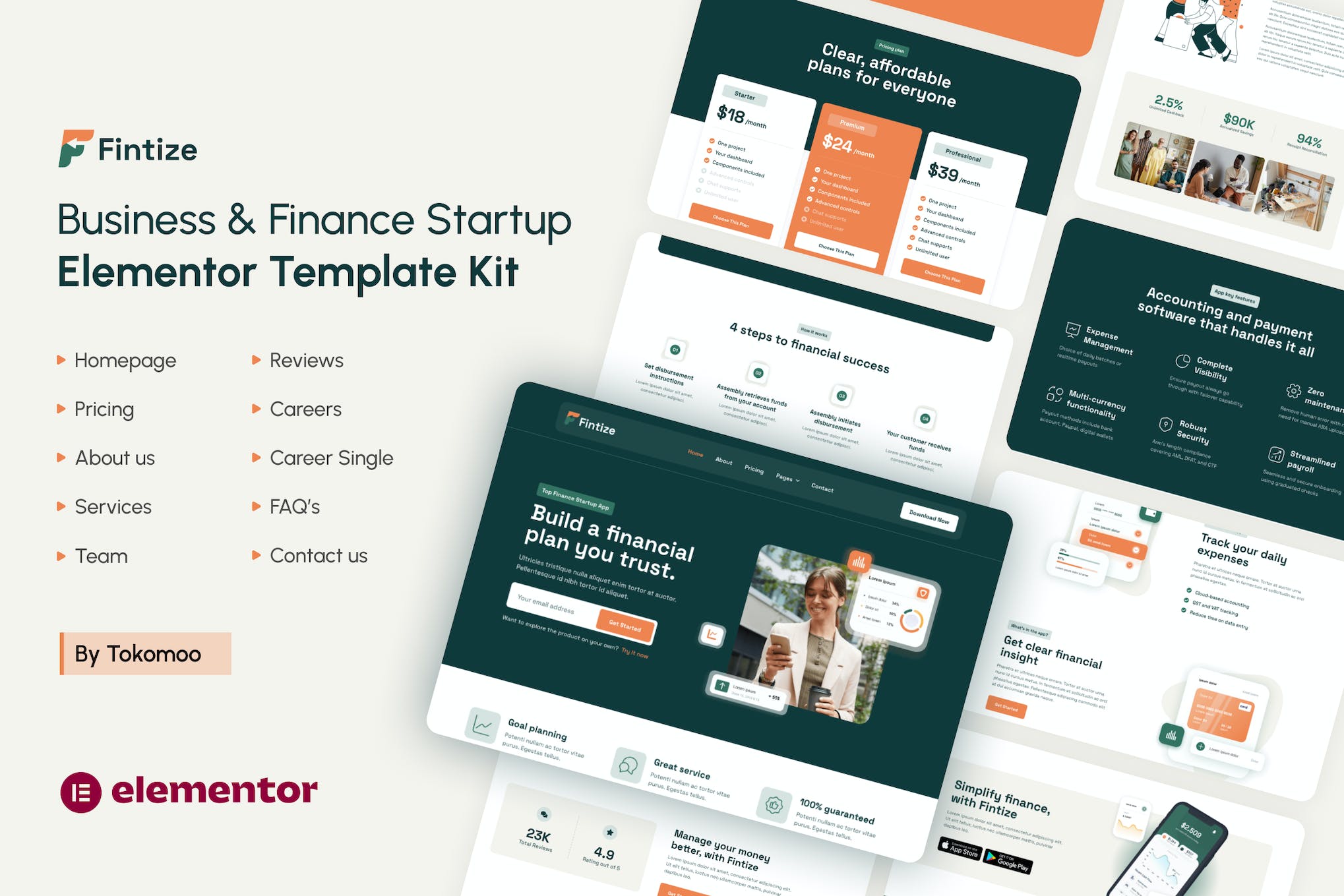 Fintize - Business & Finance Startup Elementor Template Kit template kit cover image