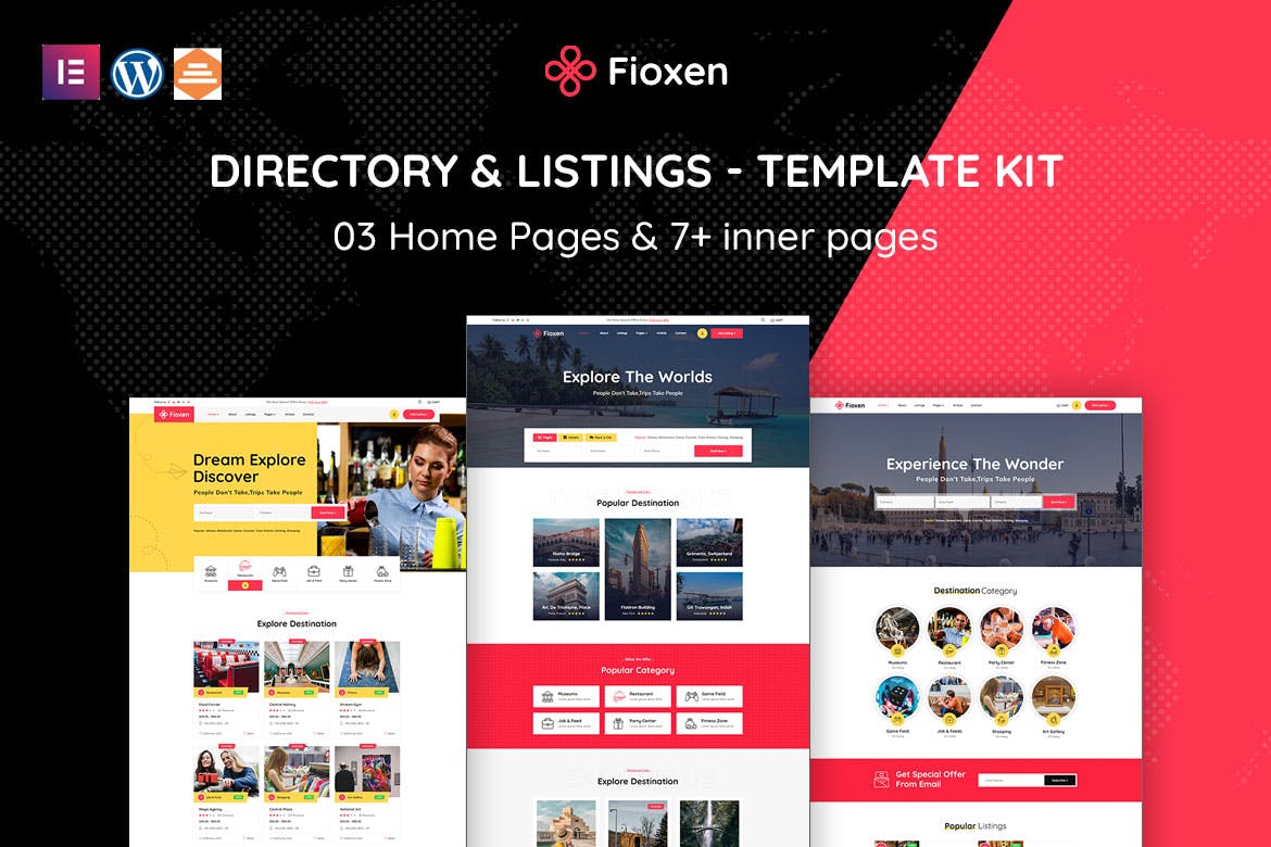 Fioxen - Travel Directory & Listings Elementor Template Kit template kit cover image