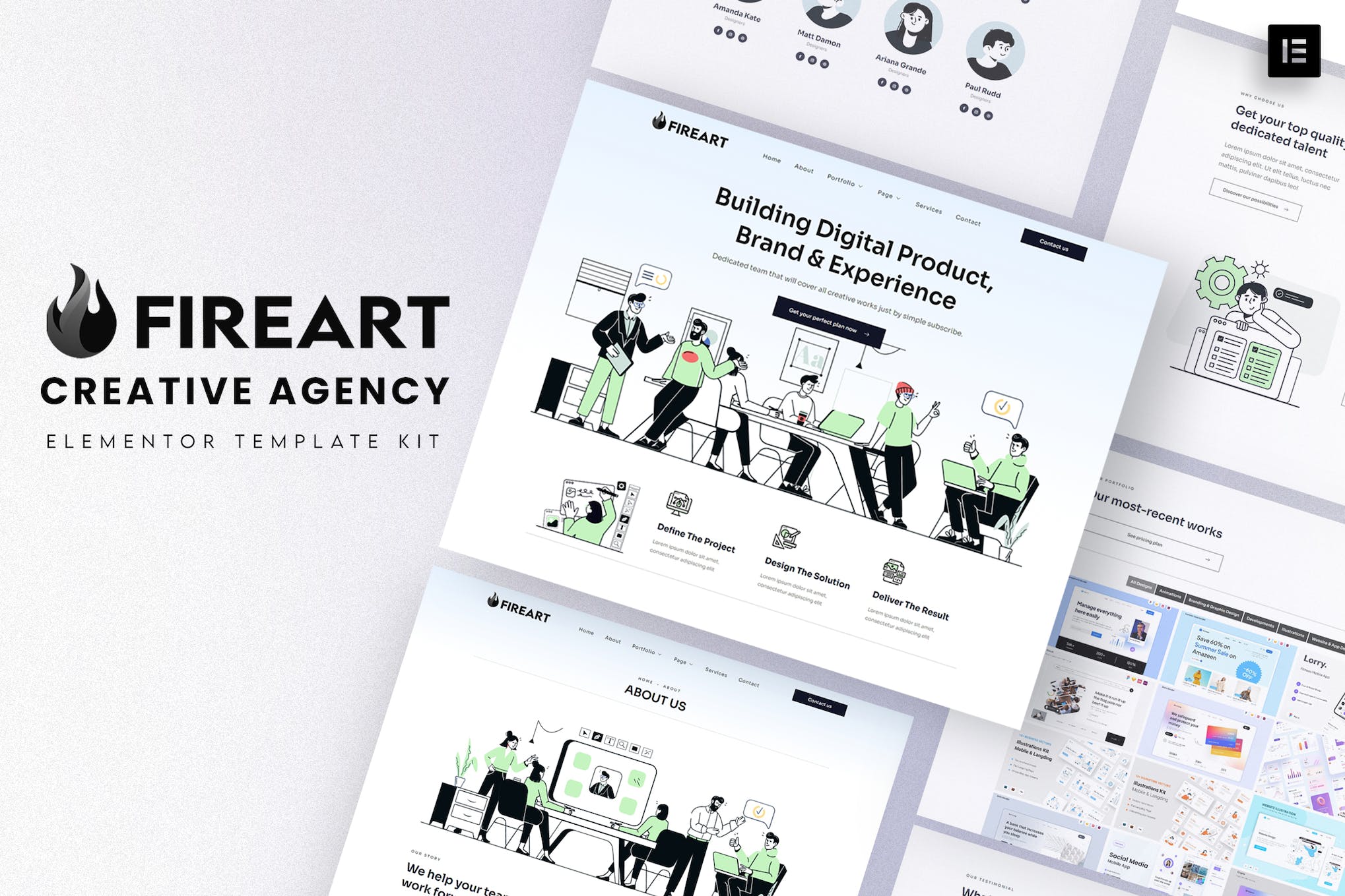Fireart - Creative Agency Elementor Template Kit template kit cover image