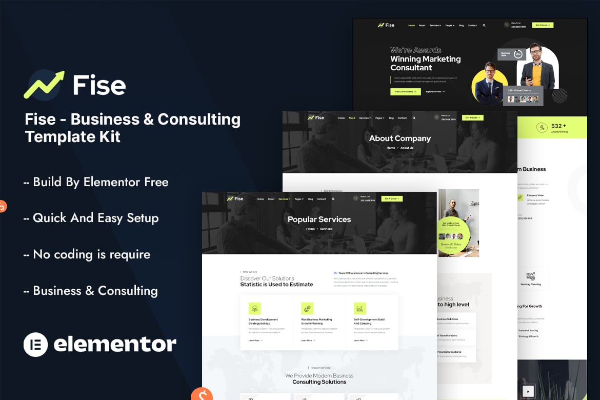 Fise - Business & Consulting Elementor Template Kit template kit cover image